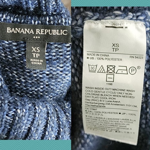 Banana Republic Heathered Navy Chunky Knit Turtleneck Sweater - Picture 4 of 4